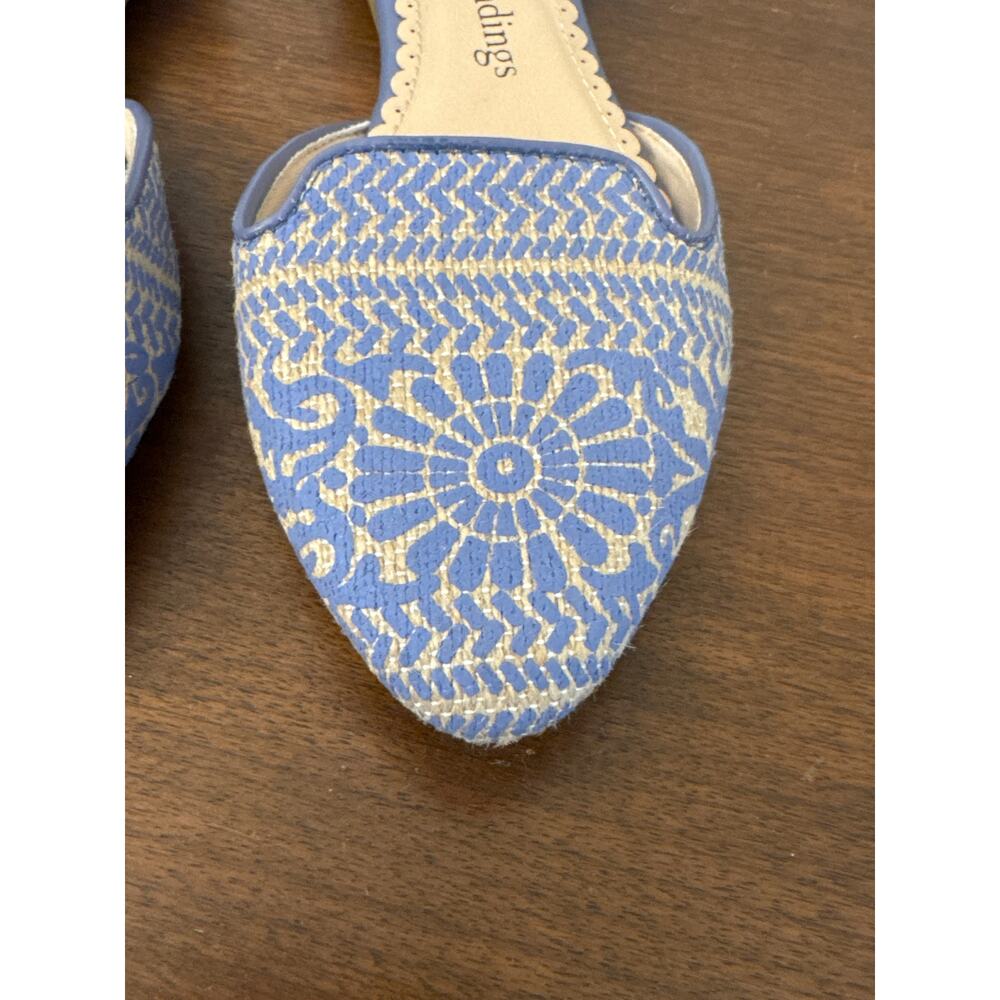 Soft Surroundings Amelia D'Orsay Boho Tribal Blue Tan Summer Flat Size 7 - Picture 7 of 8